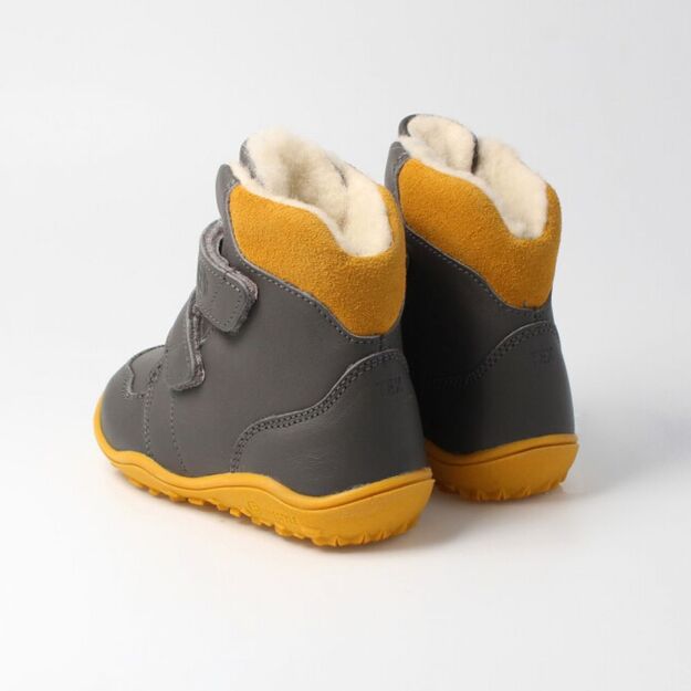 Vaikiški žieminiai Barefoot batai bLIFESTYLE GIBBON pilka/geltona Sandėlio prekė)